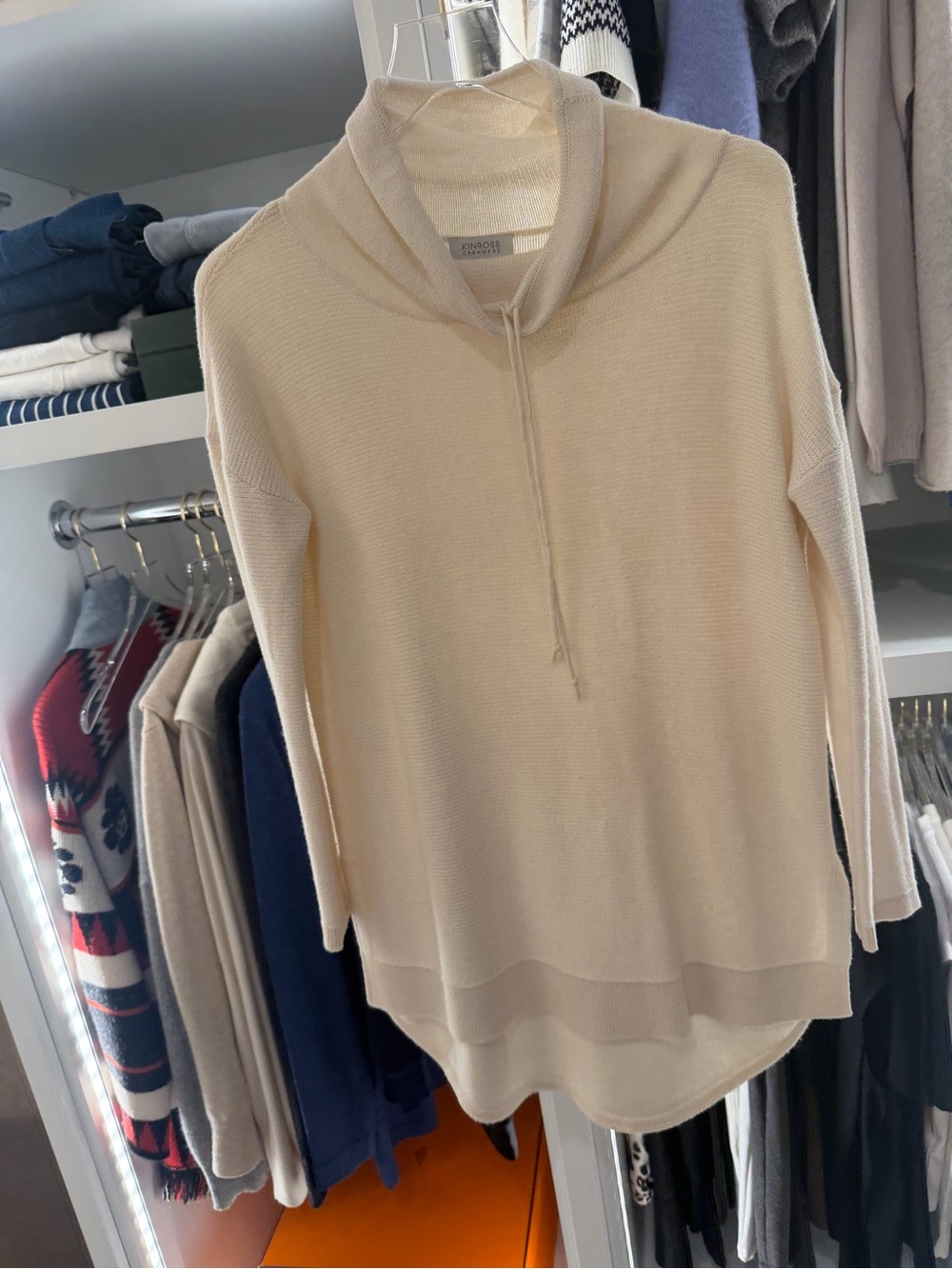Kinross Cream Hooded Turtleneck Sweater
